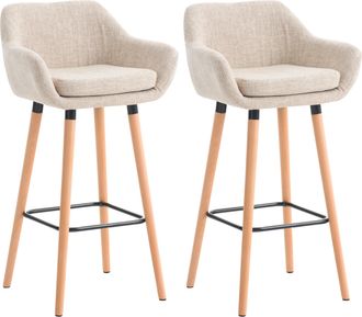 Clp Juego De 2 Taburetes De Bar Grant De Tela Crema
