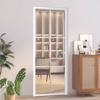 vidaXL Vidaxl - Puerta Interior Vidrio Egs Y Aluminio Blanco 83x201,5 Cm