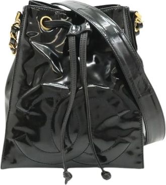 Chanel Pre-owned Patent Leather Shoulder Bag (Coco Mark Chain Shoulder) - Dames - Vintage Tas - Zwart - ONE Size - Leer - Vintage