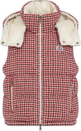 Moncler Niverolle Vest Jacket - Dames - Bodywarmers - Rood - L - Wol - Jassen