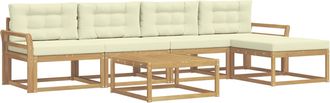 vidaXL Conjunto De Sof&aacute;s De Exterior 6 Uds. Blanco Y Crema Poli&eacute;ster Vidaxl