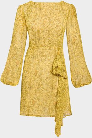 Santorelli Malia Floral-Print Draped Georgette Mini Dress