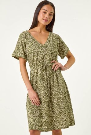 Roman Disty Floral Tie Waist Dress
