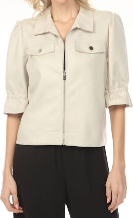 Joseph Ribkoff Zip Front Puff Sleeve Jacket In Moonstone