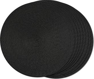 OEM Set Di 8 Tovagliette Rotonde Intrecciate, Adatte Per Tavoli Da Pranzo, Intrecciate, Lavabili, Antiscivolo, 38 Cm (nero, 8 Pezzi)