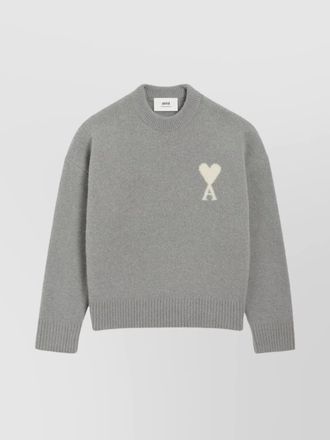 Ami ribbed crewneck sweater with long sleeves