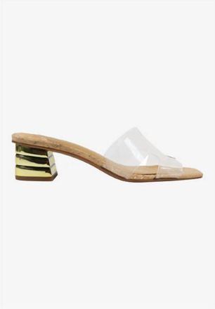 J. Rene&eacute; Womens Rafaela Vinyl Slides In Clear/natural/gold Cork