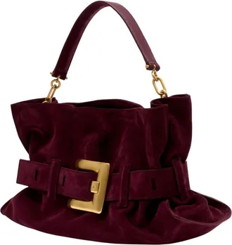 Balmain Womens Anthem Shoulder Bag Burgundy Calfskin