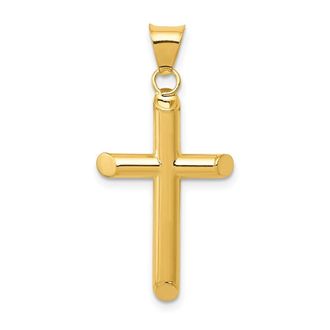 Diamond2Deal 14k Yellow Gold 3-D Polished Hollow Cross Pendant
