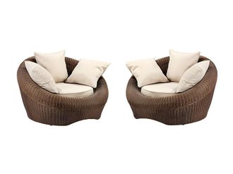 Vente-Unique Poltrone giardino con cuscini crema - Lotto di 2 - WHITEHEAVEN