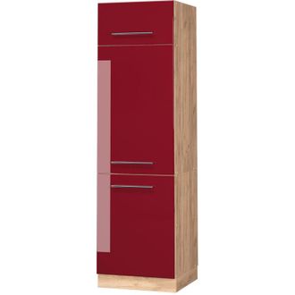 Vicco Armario Para Frigor&iacute;fico Empotrado Fame-line, Rojo Burdeos Alto Brillo, 60 Cm, Vicco