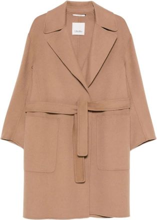 Max Mara SEM 045 Jas - Dames - Jas met riem - Bruin - 2XS - Leer - Jassen