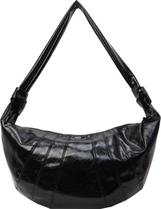 Generic Crescent Shoulder Bag - PU Leather Hobo Tote for Travel & Everyday Use(Black)
