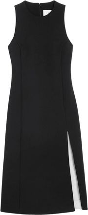 Ami Aansluitende Jurk met Split - Dames - Casual kleedjes - Zwart - M - Wol - Kleedjes