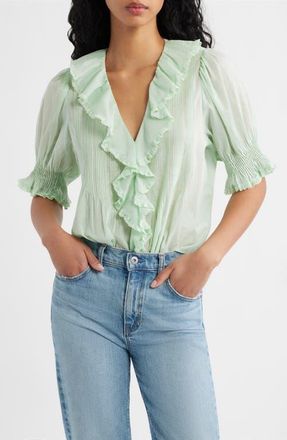 D&ocirc;en Henri Organic Cotton Voile Top in Seafoam at Nordstrom, Size X-Large