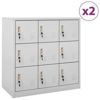vidaXL Vidaxl - Armarios Taquilla 2 Uds De Acero Gris Claro 90x45x92,5 Cm