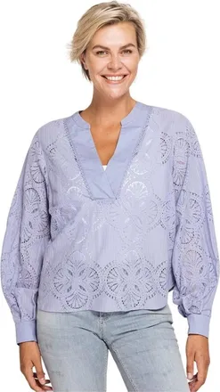 Zhrill Dames, Blouses & Shirts, Blauw, Maat: M