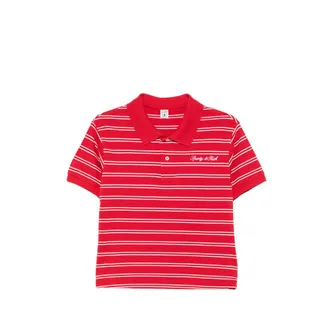 Sporty & Rich Striped Logo-embroidered Cotton Polo Shirt