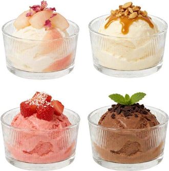 OEM Cuencos Para Postre De 200 Ml (juego De 4), Dise&ntilde;o Minimalista Y Transparente, Perfectos Para Servir Crema, Mousse, Panna Cotta Y Fruta