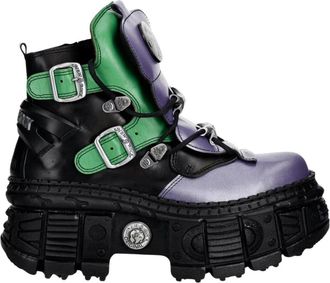 New Rock Wall Platform Shoe - Dames - Veterlaarzen - Paars - 39 EU - Leer - Schoenen