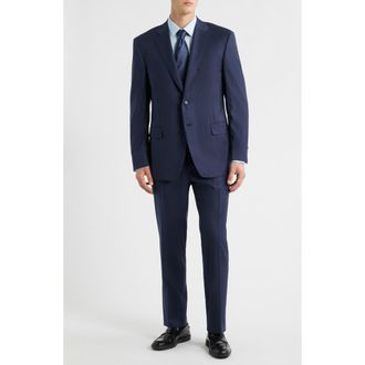 Canali Siena Regular Fit Navy Shadow Stripe Wool Suit at Nordstrom Rack, Size 49 Us / 62 Eu Long