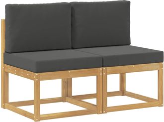 vidaXL 2 Pieza Sof&aacute; Intermedio De Exterior Madera De Acacia S&oacute;lida Vidaxl