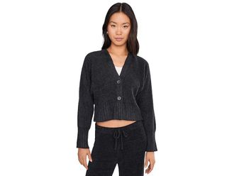 Barefoot Dreams CozyChic Lite(r) Cotton Ribbed Button Front Cardigan Womens Sweater Black : LG (US 12-14), Cotton/Nylon/Rayon