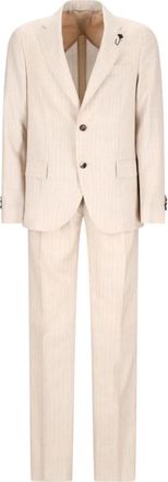 Lardini Single Breasted Suits, male, Beige, L, Pinstripe Suit for Men