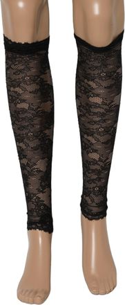 Dolce & Gabbana Womens Black Floral Lace Nylon Stretch Knee Socks Elastane Clothing
