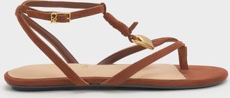Charles & Keith Adema Leather Strappy Thong Sandals