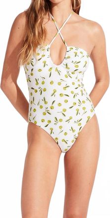 Seafolly Summer Crush Bandeau One Piece Swimsuit In White