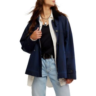 Free People Cori Waxed Cotton Jacket in Sapphire at Nordstrom Rack, Size X-Small
