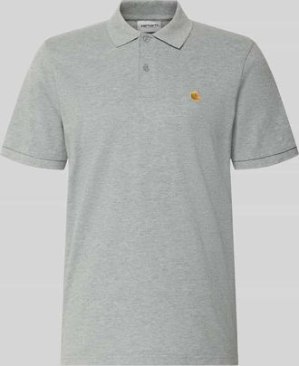 Carhartt Work in Progress Regular Fit Poloshirt mit Label-Stitching in Mittelgrau Melange, Gr&ouml;&szlig;e XXL