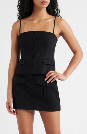 Rag & Bone Irina Sqare Neck Button-Up Top in Black at Nordstrom, Size 12