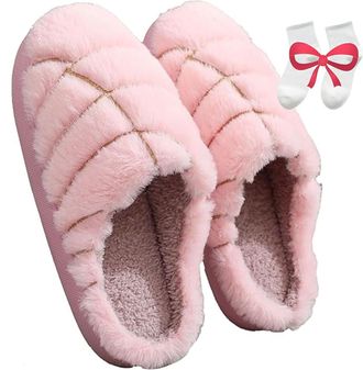 Generic Concha Slippers for Women - Cozy Mexican Bread Pantuflas with Memory Foam (Pink, M, Adult, Women, 9.5, Numeric Range, UK Footwear Size System, 10.5, M