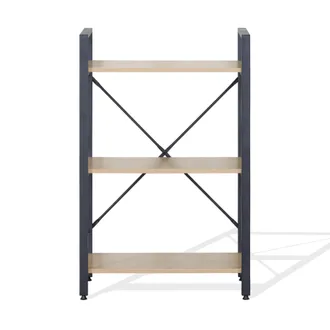Mobili Rebecca Mobili Rebecca - Rebecca Mobili Libreria Scaffale 3 Ripiani In Metallo E Legno Nero Beige Design Moderno