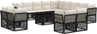 vidaXL Conjunto De Sof&aacute;s De Jard&iacute;n 14 Uds. Negro Rat&aacute;n Sint&eacute;tico Vidaxl