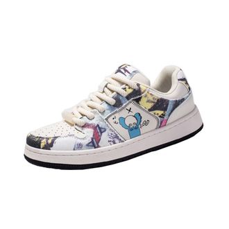 Generic Men lace up Board Shoes for Outdoor Casual Sports Versatile Breathable and Comfortable Sports Shoes (White,8.5)