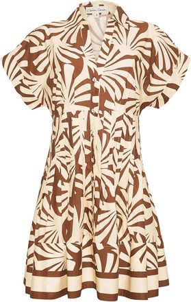 Cara Cara Nash geplooide mini-jurk met bladerprint - Bruin