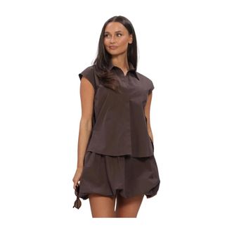 Ydence Ydence - Blouse Sabrina - Dames - Blouses & Shirts - Bruin - Maat: M Katoen