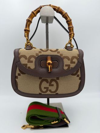Gucci GUCCI BAMBOO 1947 GG Canvas Womens Handbag (Pre-Owned)