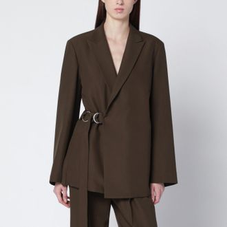 Loewe Khaki green double-breasted wool jacket