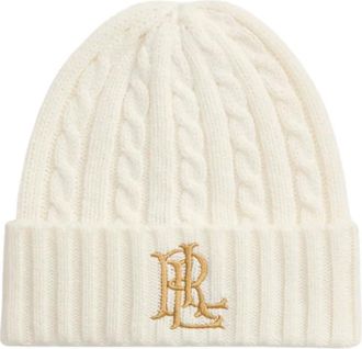 Ralph Lauren Cable Stitch Crew Pompom Muts - Dames - Accessoires - Beige - Maat: ONE Size Katoen