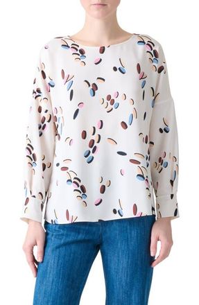 Akris Dropping Dots Satin Top in Cream-Multicolor at Nordstrom, Size 6
