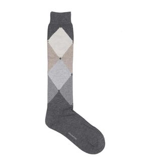 Ballantyne Socks, male, Gray, Size: ONE SIZE Grey Cotton Rhombus Pattern Socks