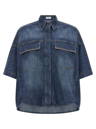 Brunello Cucinelli Denim Relaxed Solid Shirt