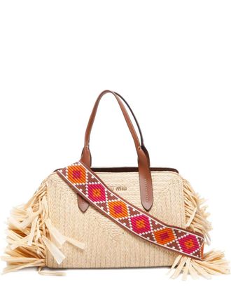 Miu Miu 2010-2020s fringe-detailing handbag - Neutrals