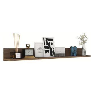 Dmora Estante Nuxis, Repisa, Tono Madera Nogal, 136x13x15h Cm Marr&oacute;n Nogal