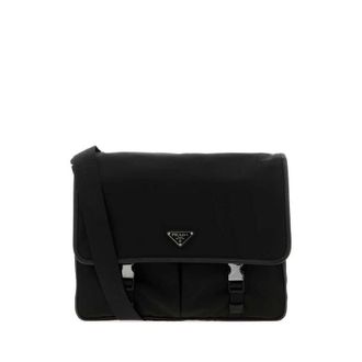 Prada Black Canvas Shopping Bag Nero Borse A Mano