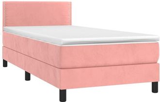 vidaXL Vidaxl - Cama Box Spring Colch&oacute;n Y Led Terciopelo Rosa 100x200 Cm